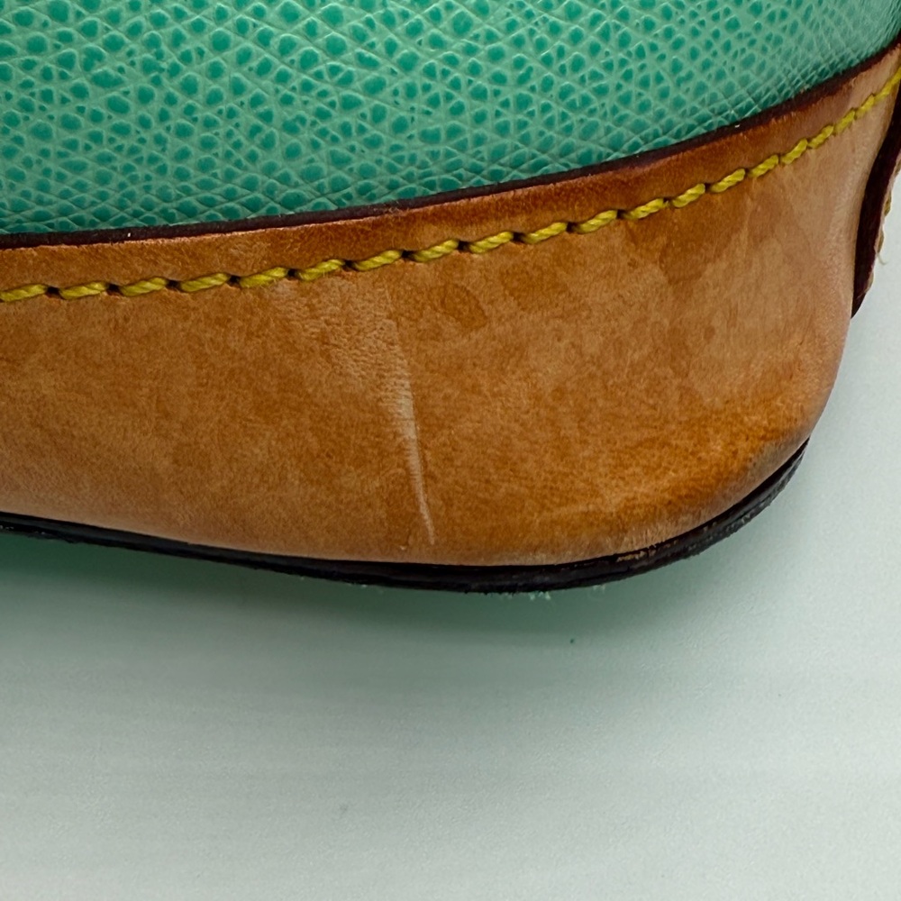 VTG Dooney & Bourke Bone Pebbled Leather Turquoise Cynthia Tote Shoulder Bag - Picture 11 of 17